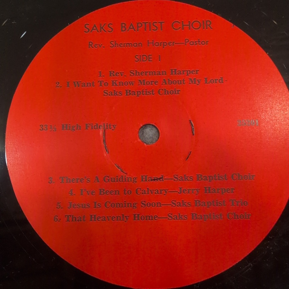 Saks Baptist Choir Rev Sherman Harper Pastor Vintage Gospel Vinyl LP Record - Picture 6 of 6